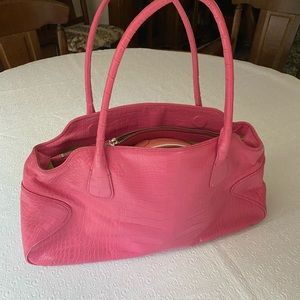 - Cole Haan hot pink Clair croc print leather purse